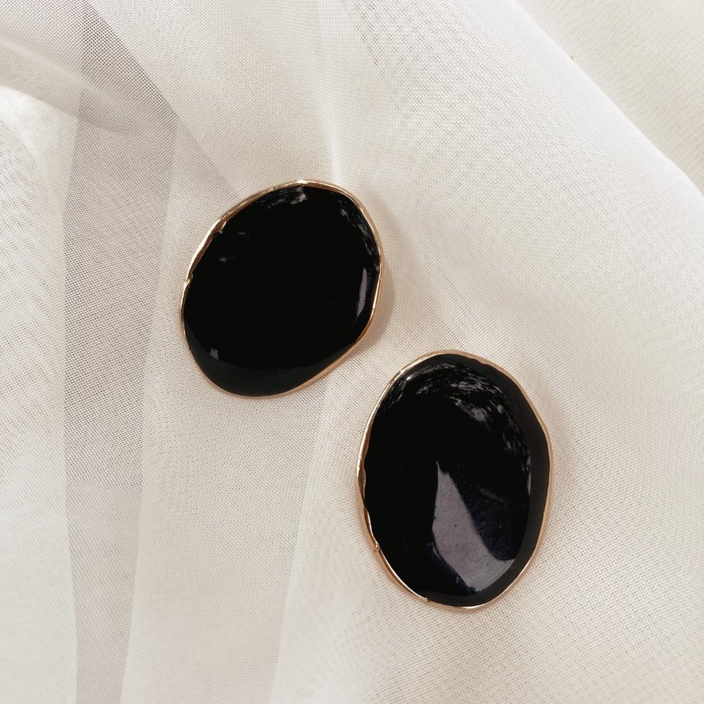 Black and Gold Abstract Earrings